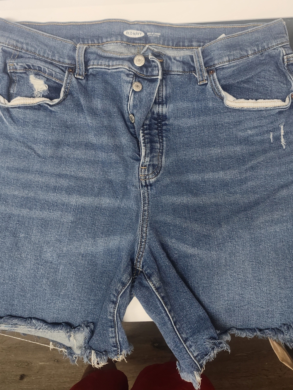 Old Navy Distressed Light Blue High-Rise Jean Shorts
